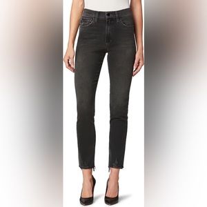 Joe’s Jeans High Rise Skinny Charcoal Black Wash Raw Hem